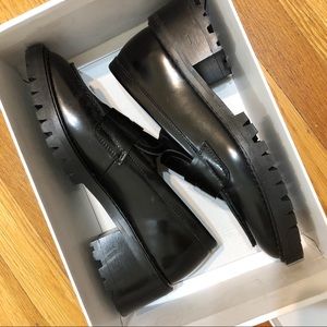 & Other Stories heeled black leather loafers